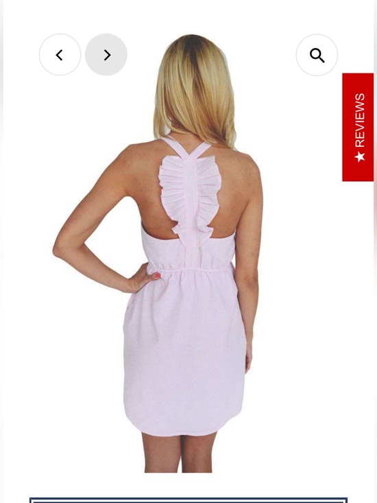 Lauren James Dresses & Skirts - Lauren James sz Small Hampton Dress Pink Ruffle-Back Seersucker preppy feminine